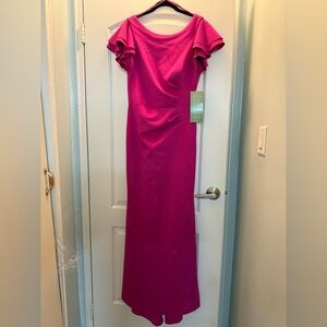 jcpenney Hot Pink Ruffle-Sleeve Maxi Gown